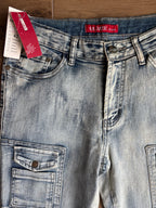 Jeans cargo svasati con disegni fatti a mano anni 2000