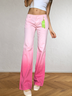 Pantalon évasé dégradé rose et fuchsia