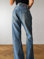 Jeans anni 90 gamba ampia dettagli cargo