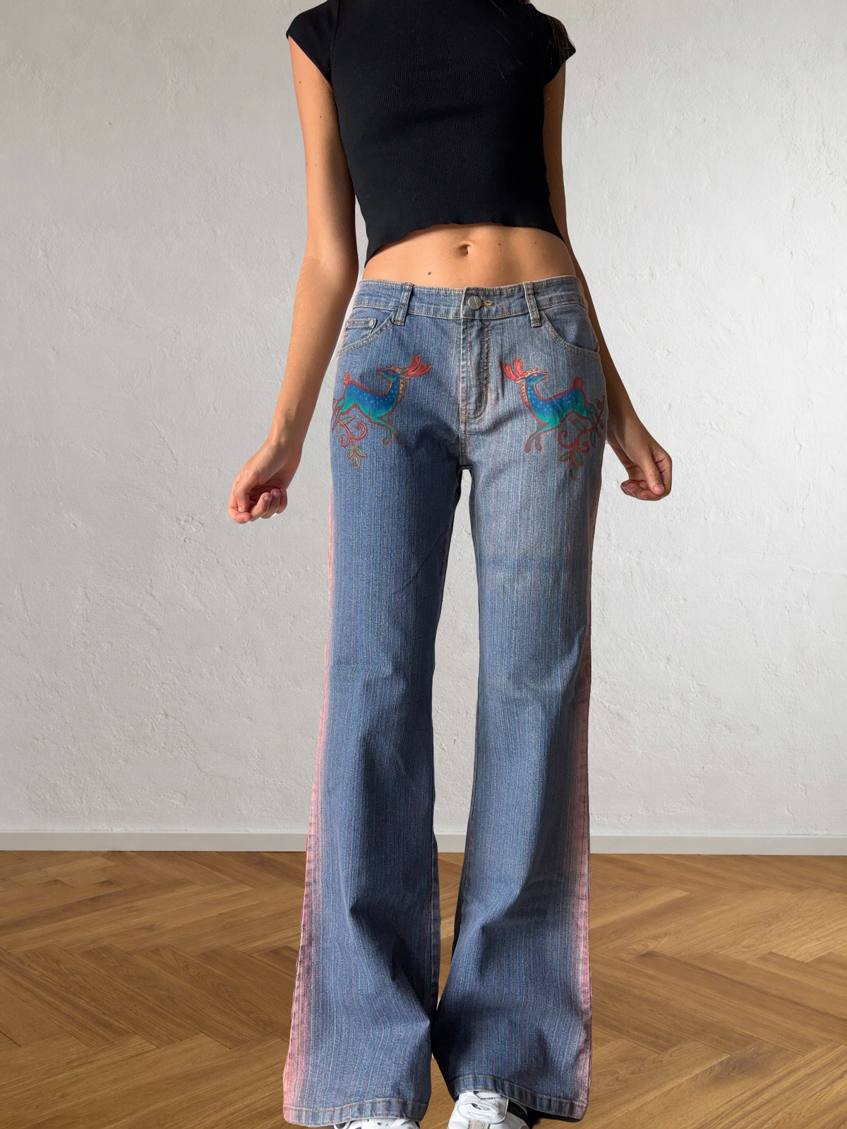 Jeans svasato disegni fatti a mano anni 2000