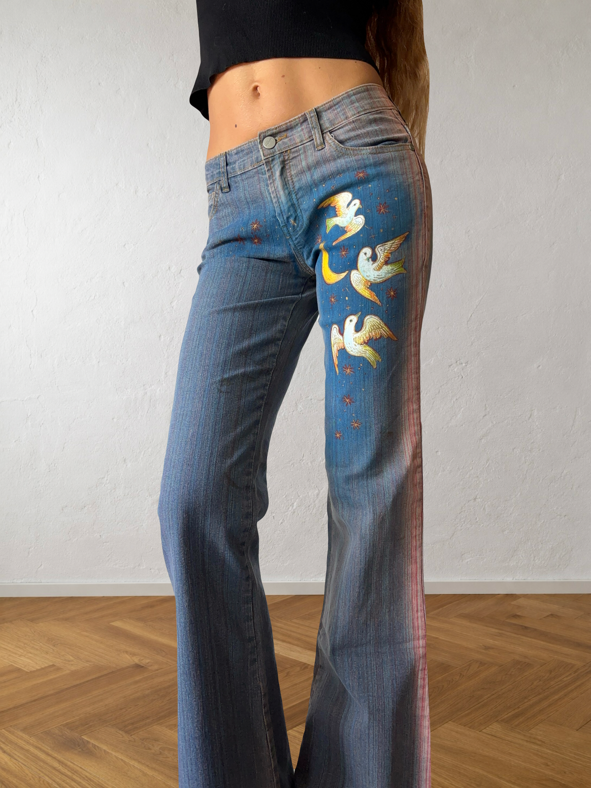 Jeans svasati disegni fatti a mano anni 2000