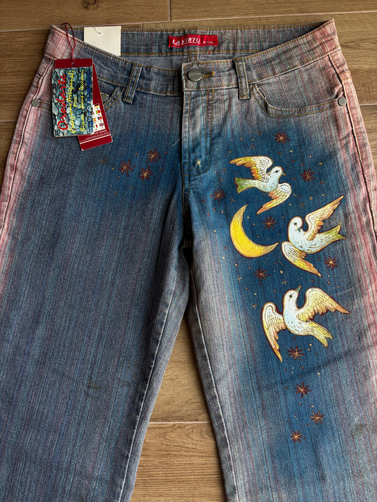 Jeans svasati disegni fatti a mano anni 2000