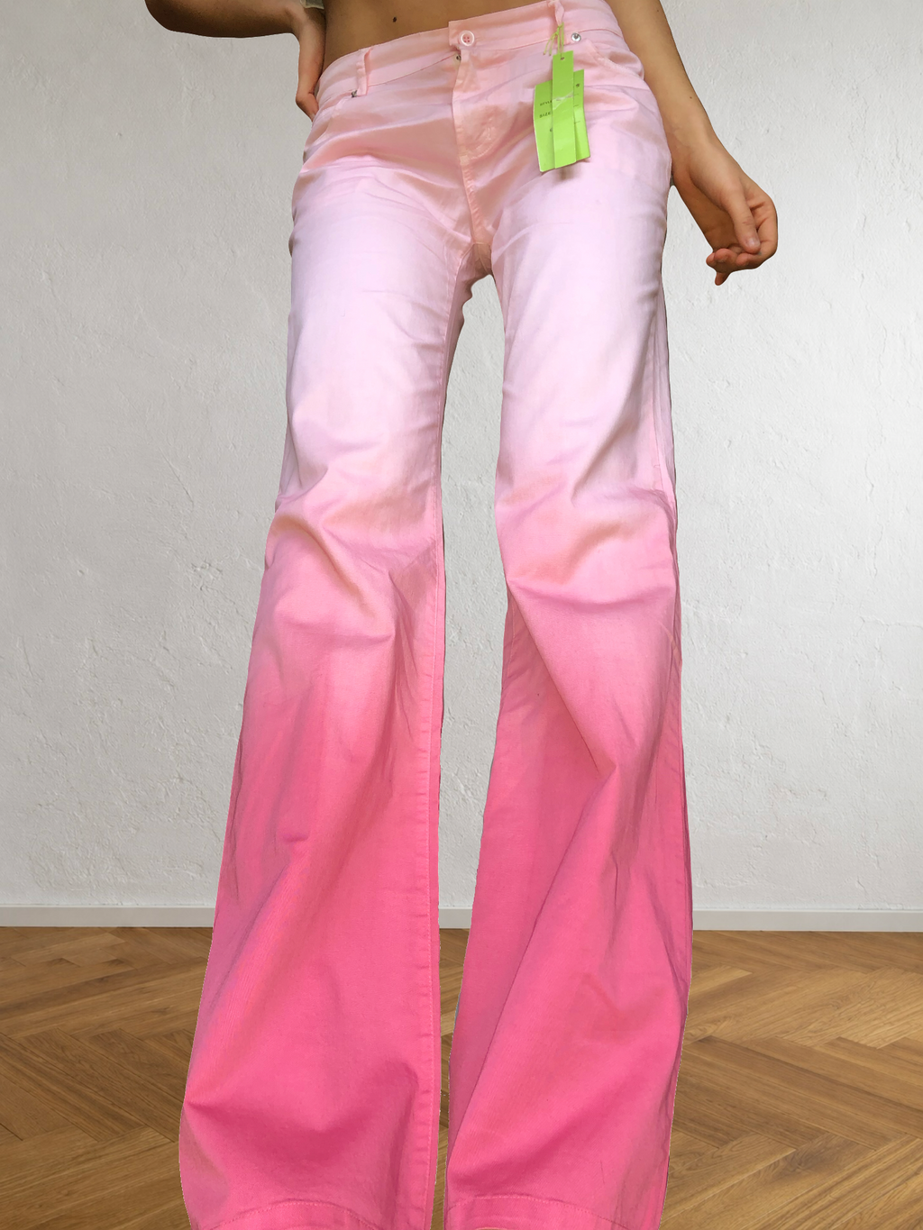 Pantalon évasé dégradé rose et fuchsia