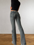 Jeans svasati cargo con disegni fatti a mano anni 2000