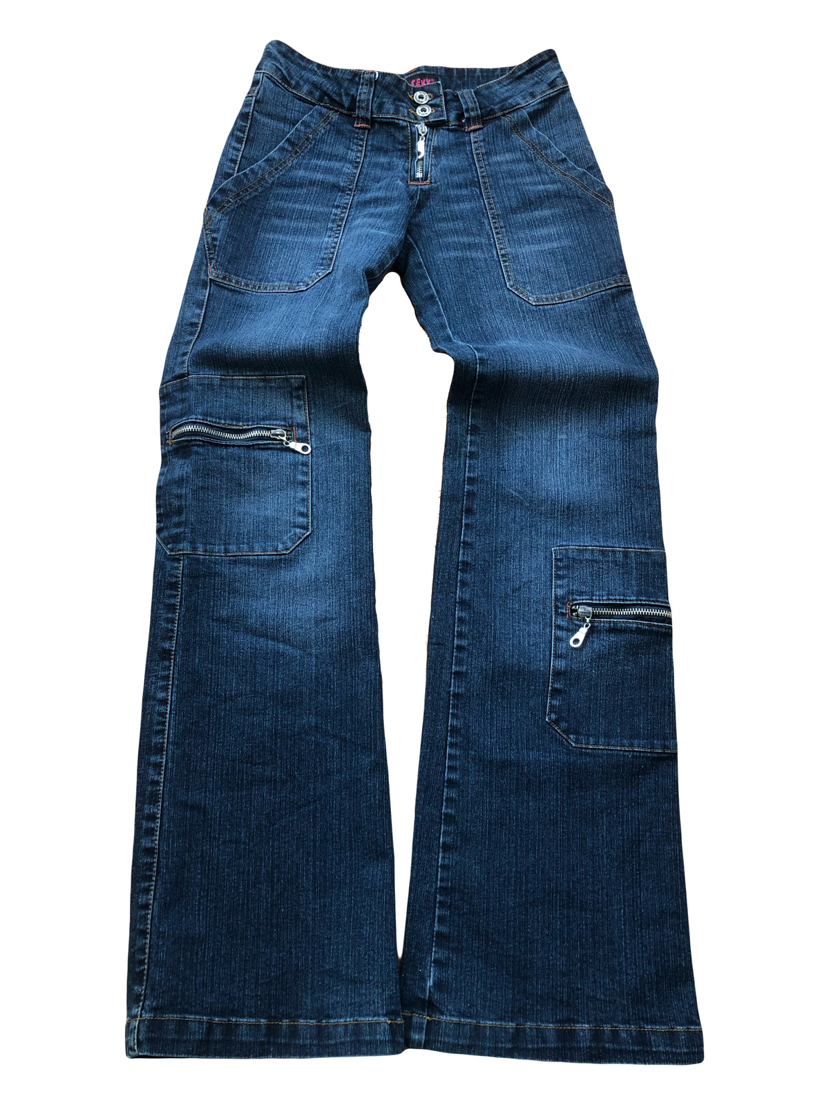 Low-rise cargo jeans with zip