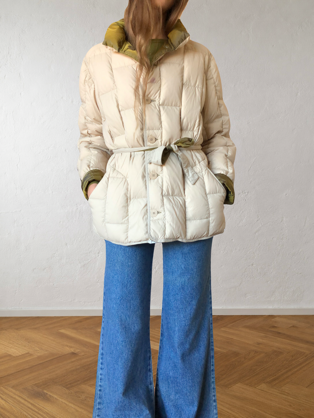 Giubbotto reversibile beige e verde anni 90