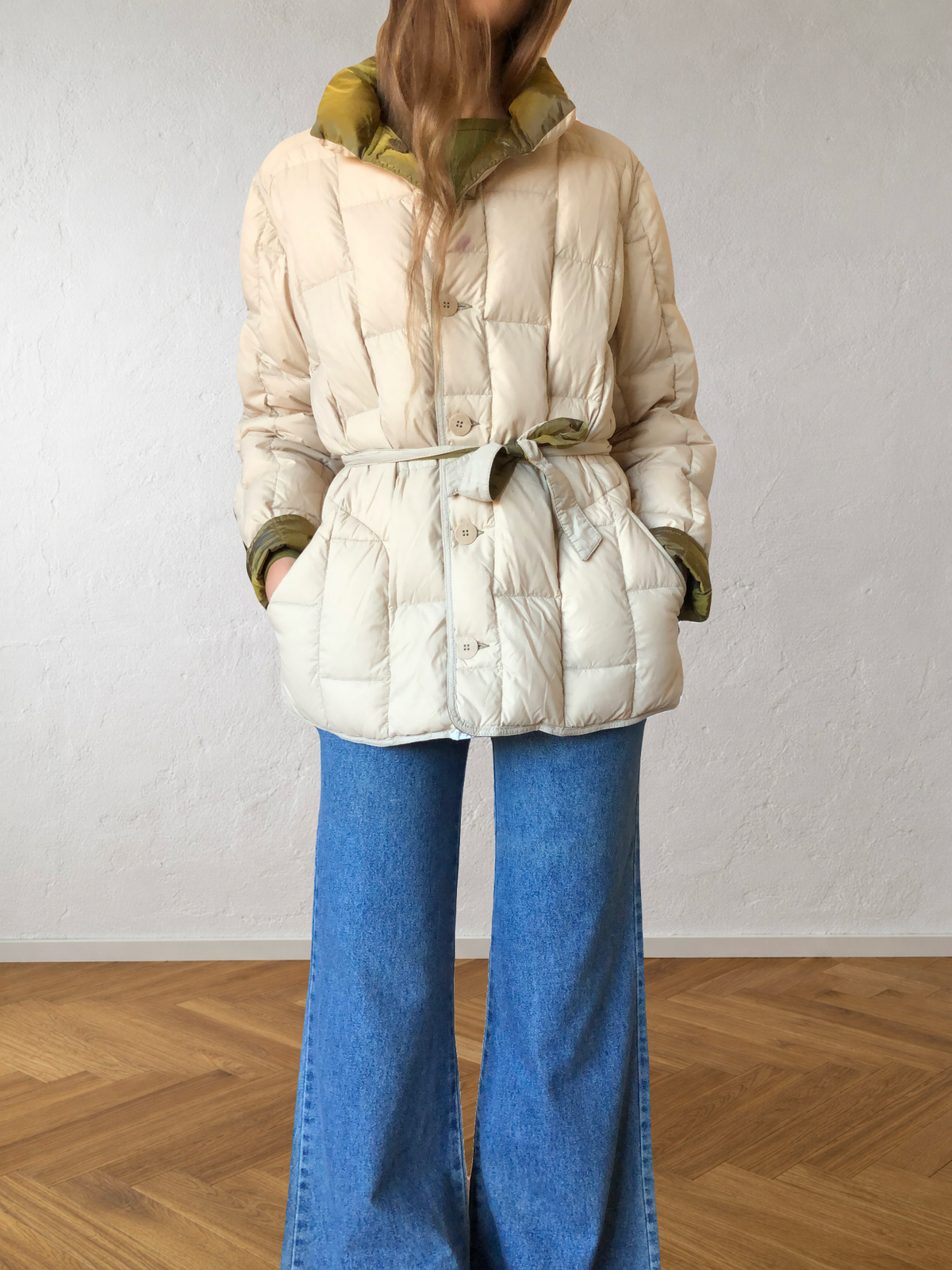 Giubbotto reversibile beige e verde anni 90