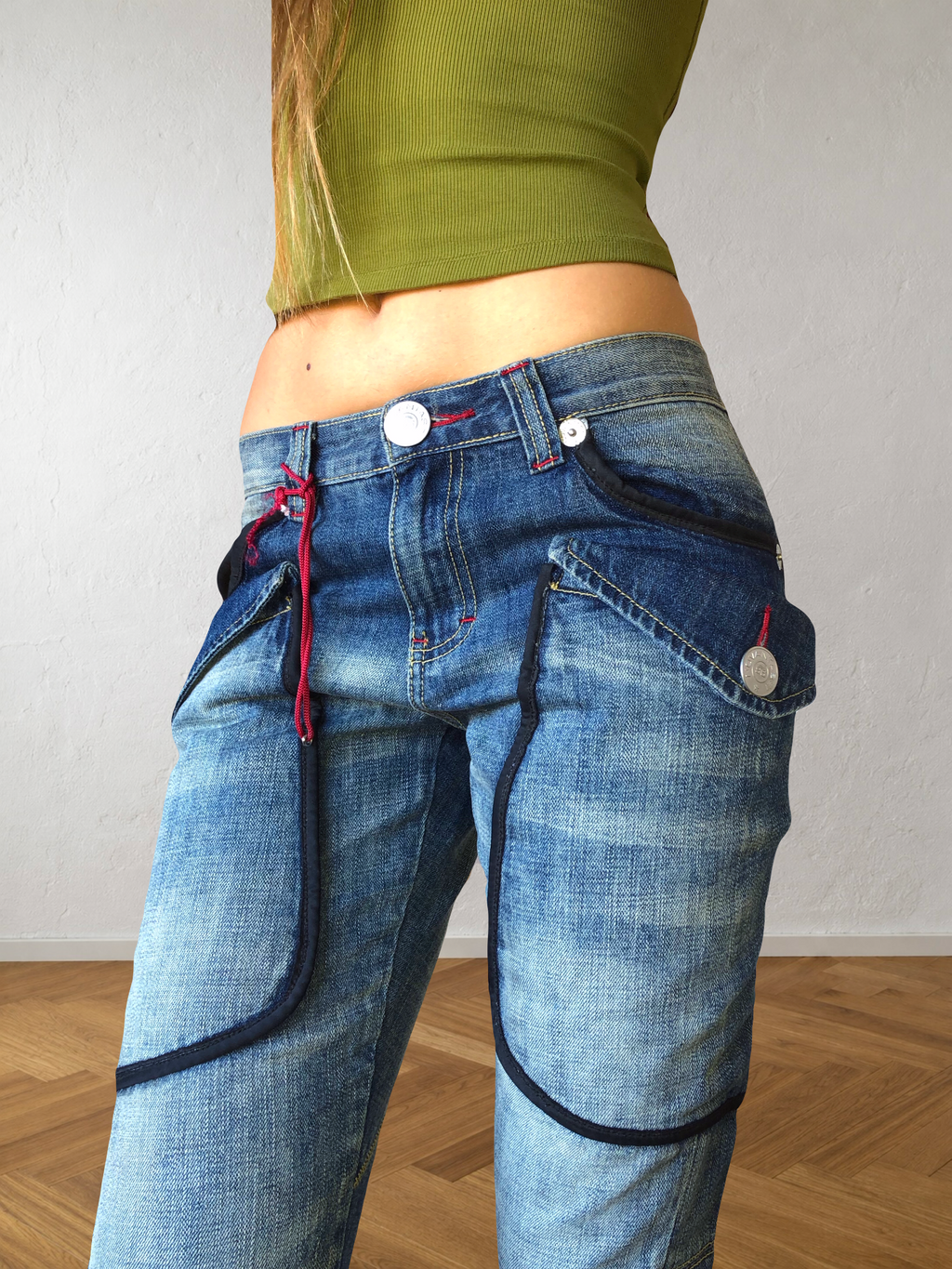 Jeans Capri cargo a vita bassa anni 2000