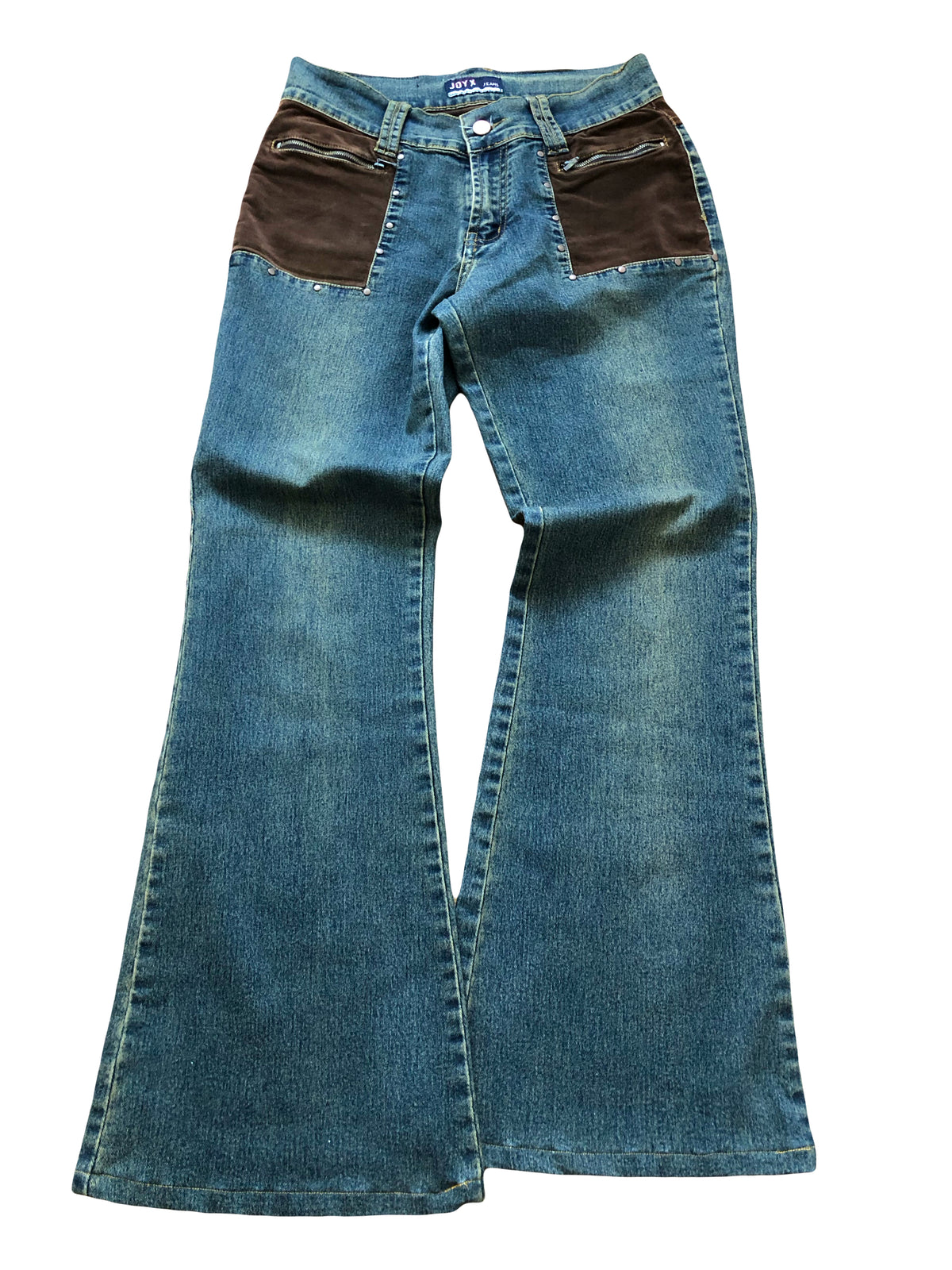 Jeans patchwork a coste marroni anni 90