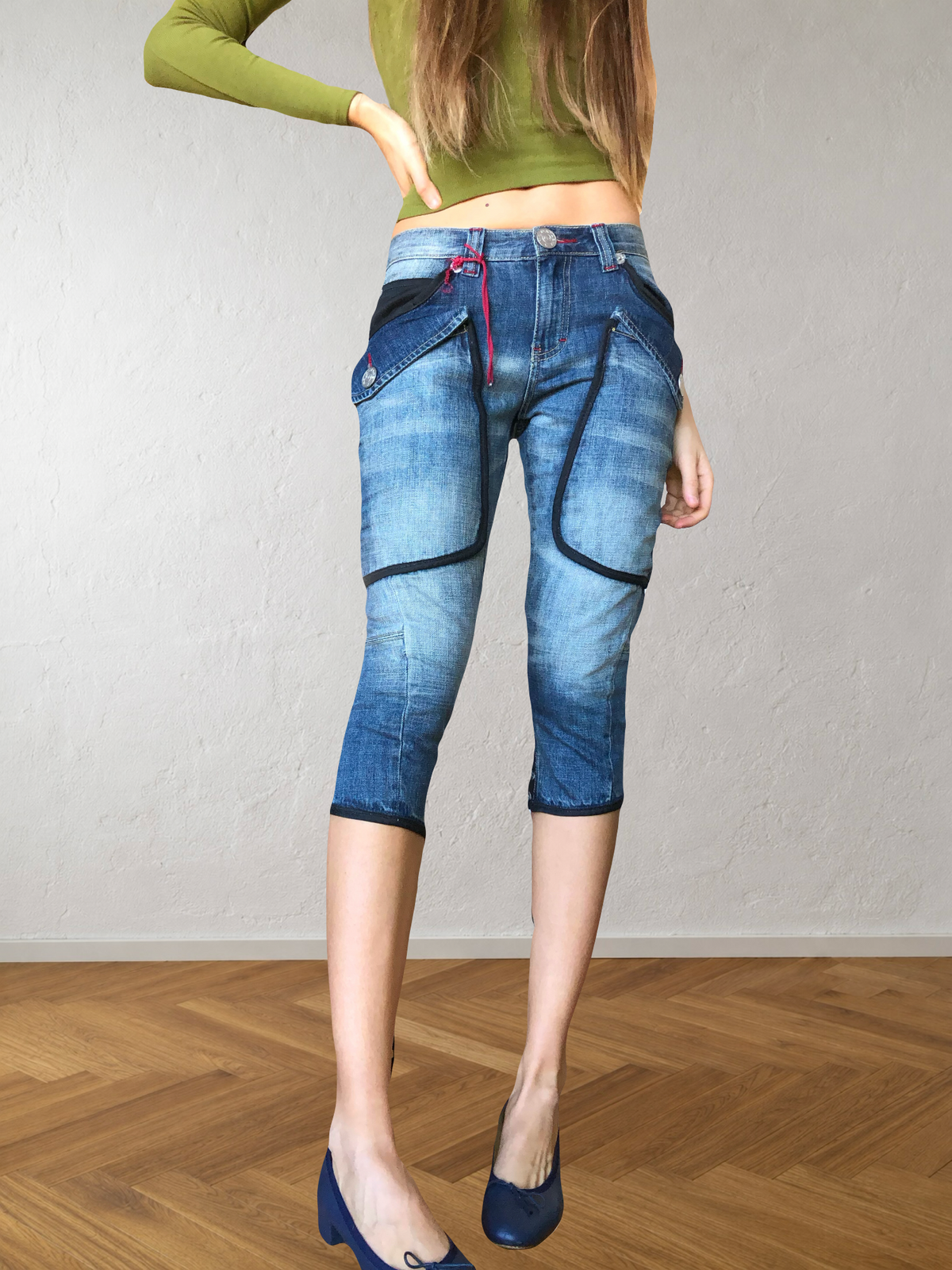 Jeans Capri cargo a vita bassa anni 2000