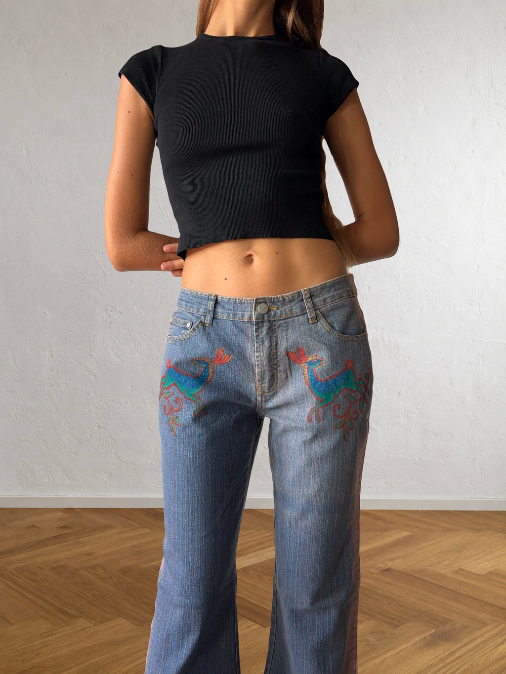 Jeans svasato disegni fatti a mano anni 2000