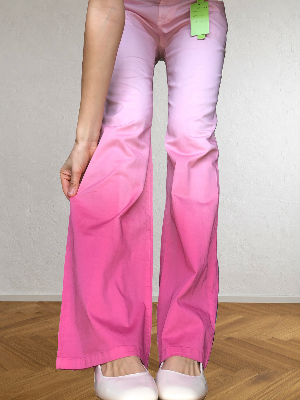 Pantalon évasé dégradé rose et fuchsia