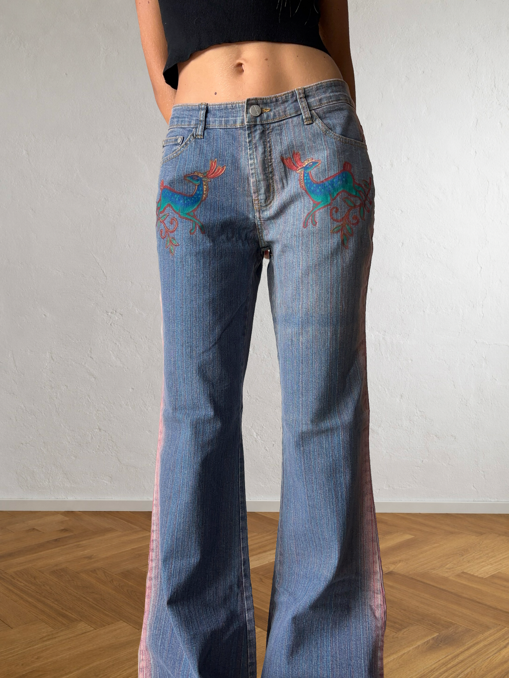 Jeans svasato disegni fatti a mano anni 2000