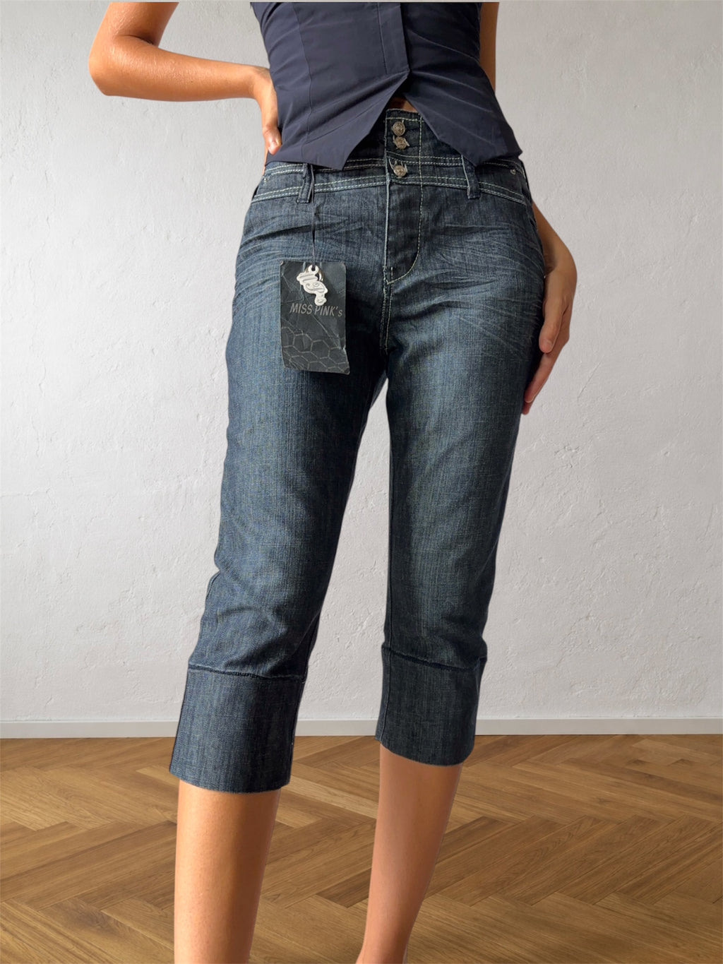Jeans Capri scuri affusolati chic anni 90