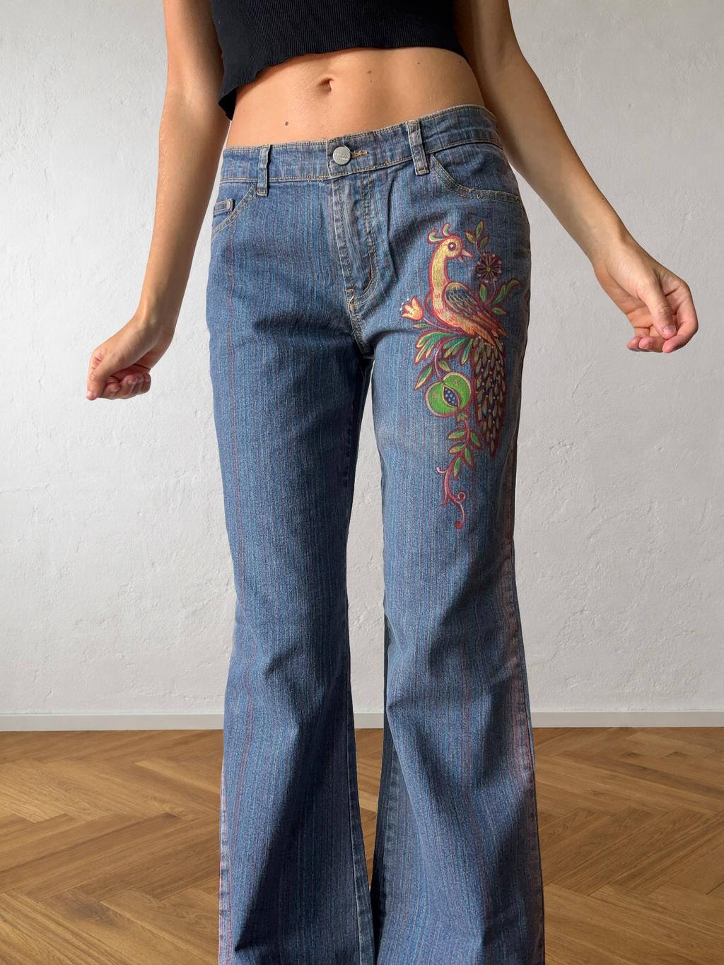 Jeans svasati con disegni fatti a mano anni 2000
