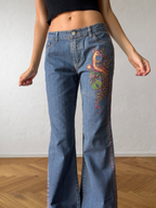 Jeans svasati con disegni fatti a mano anni 2000