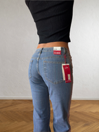 2000s flared jeans with hand-drawn designs