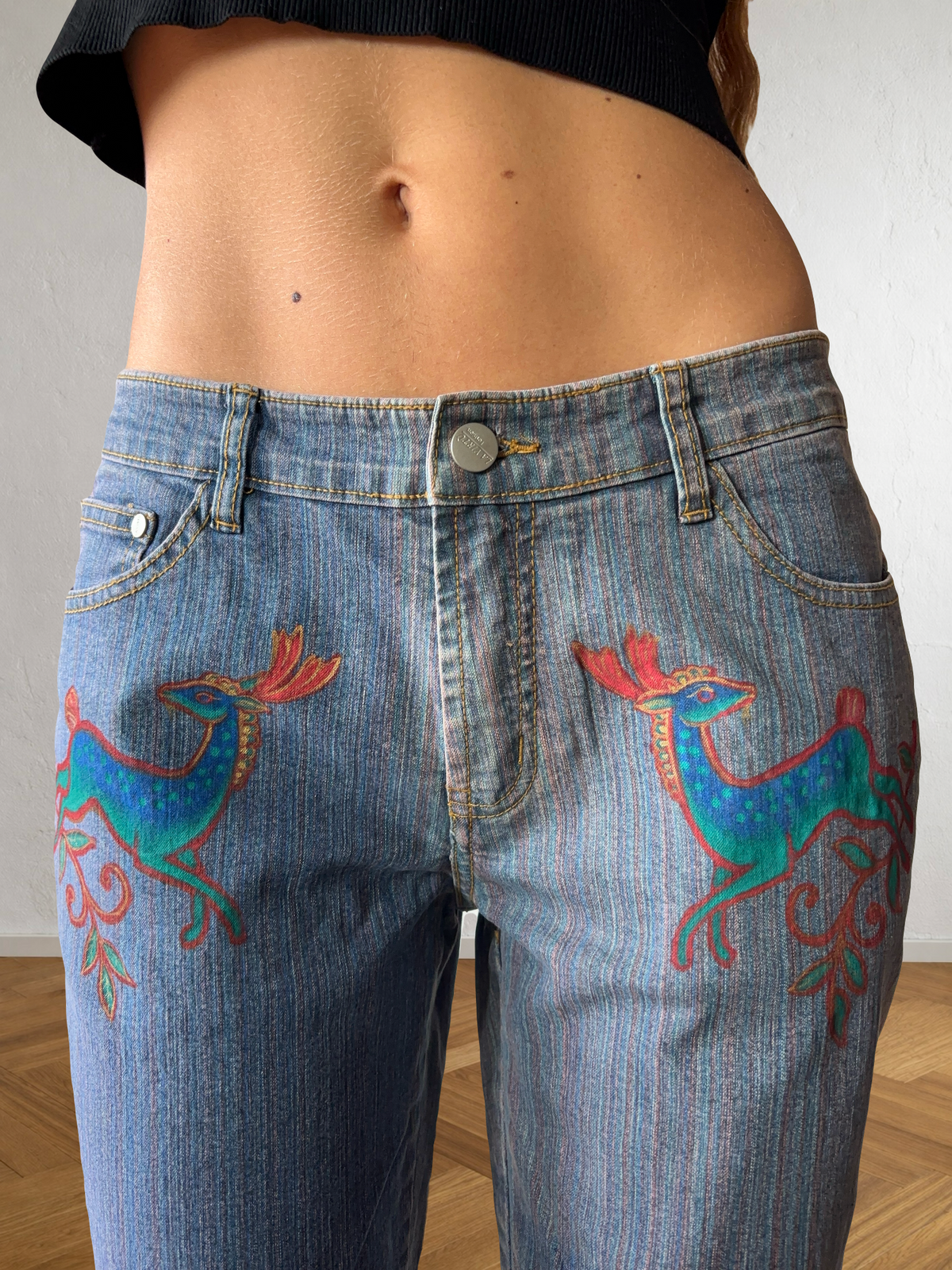 Jeans svasato disegni fatti a mano anni 2000