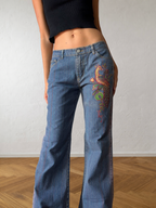Jeans svasati con disegni fatti a mano anni 2000