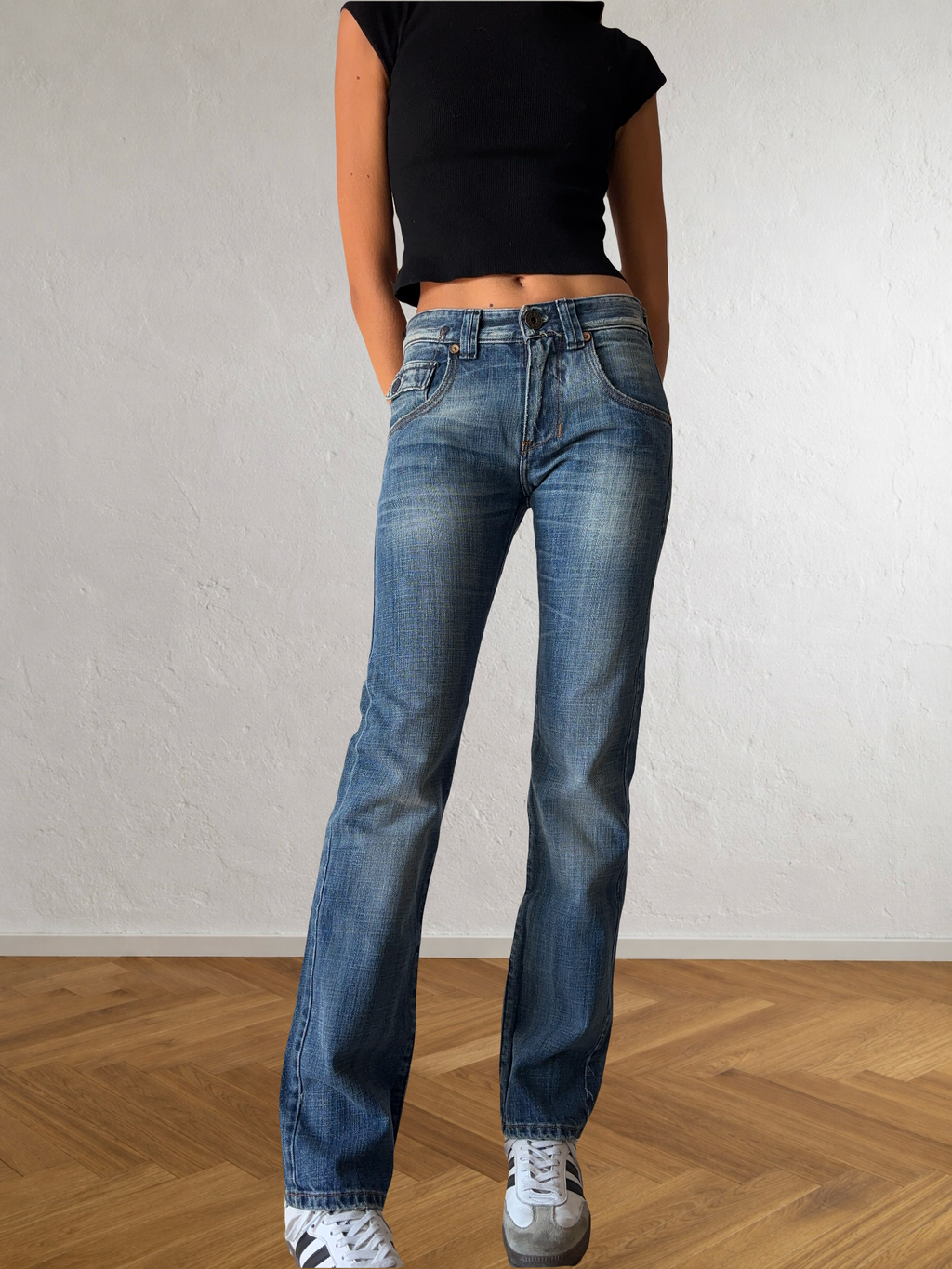 Jeans anni 90 dritti dettagli cargo