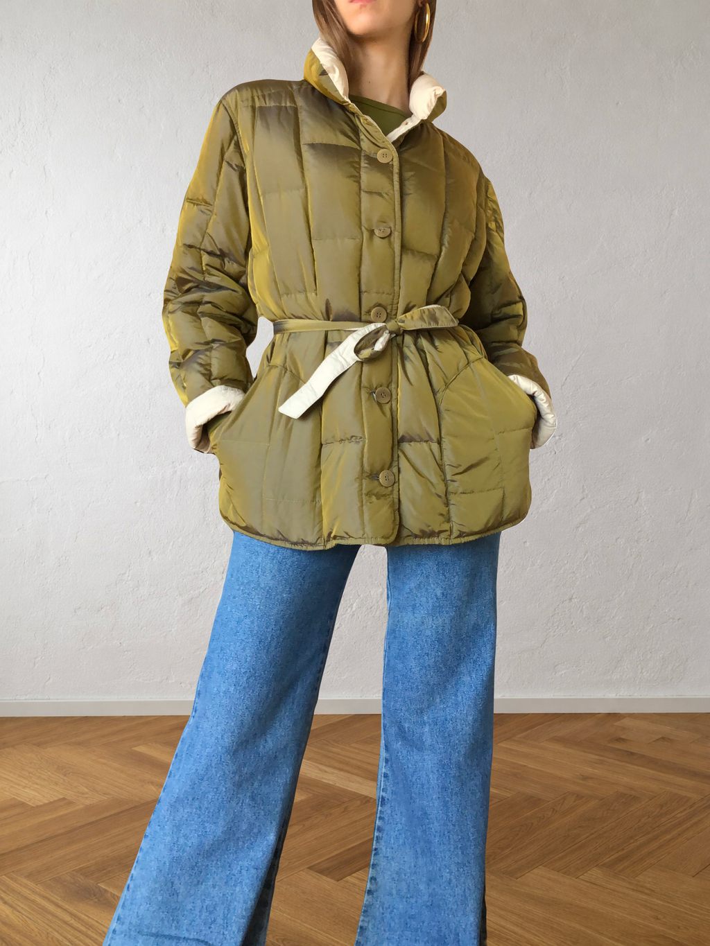 Giubbotto reversibile beige e verde anni 90