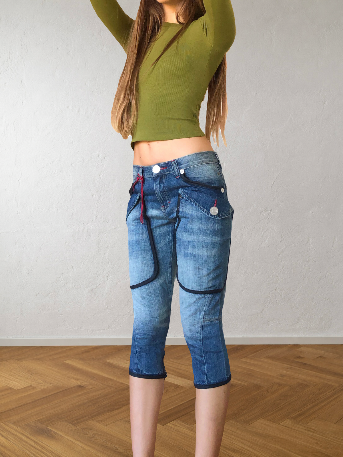 Jeans Capri cargo a vita bassa anni 2000
