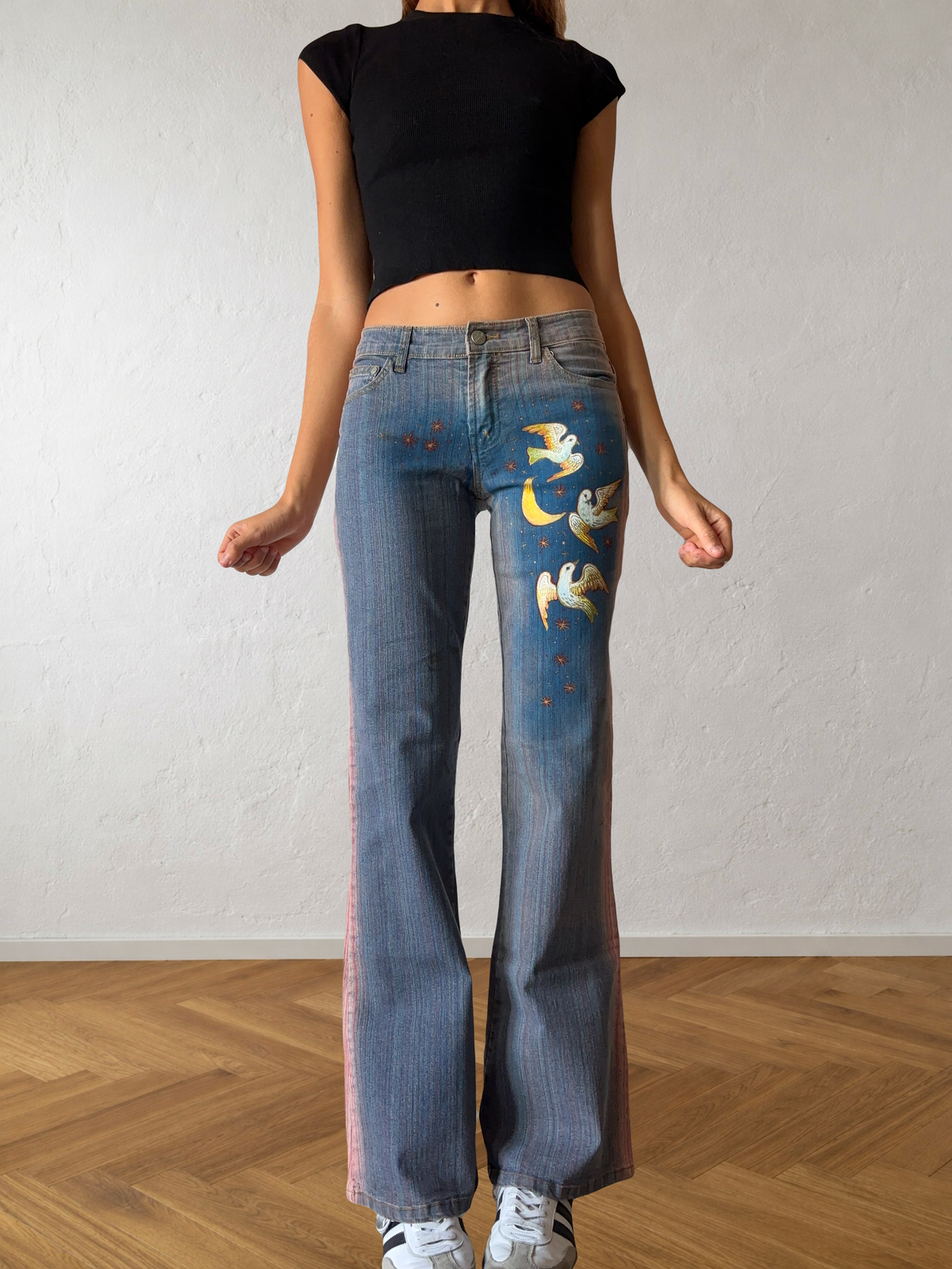 Jeans svasati disegni fatti a mano anni 2000