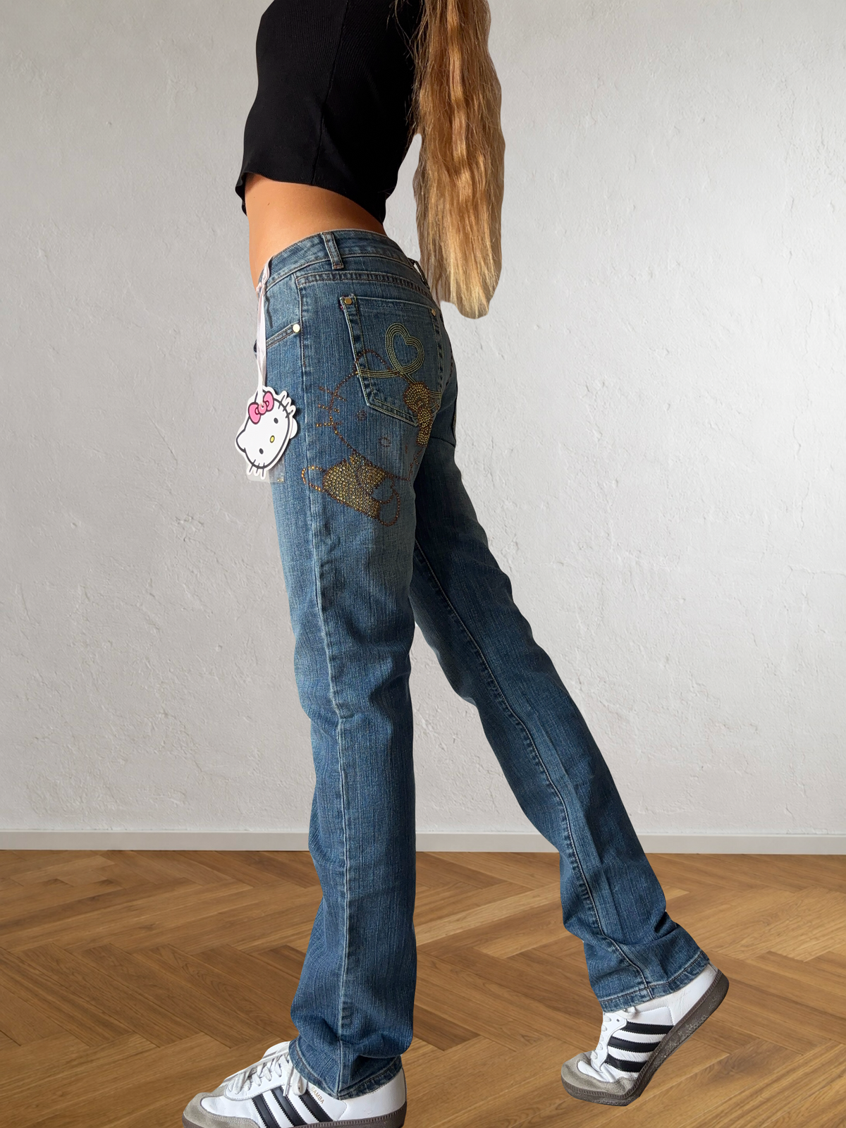 Jean Hello Kitty taille basse années 2000