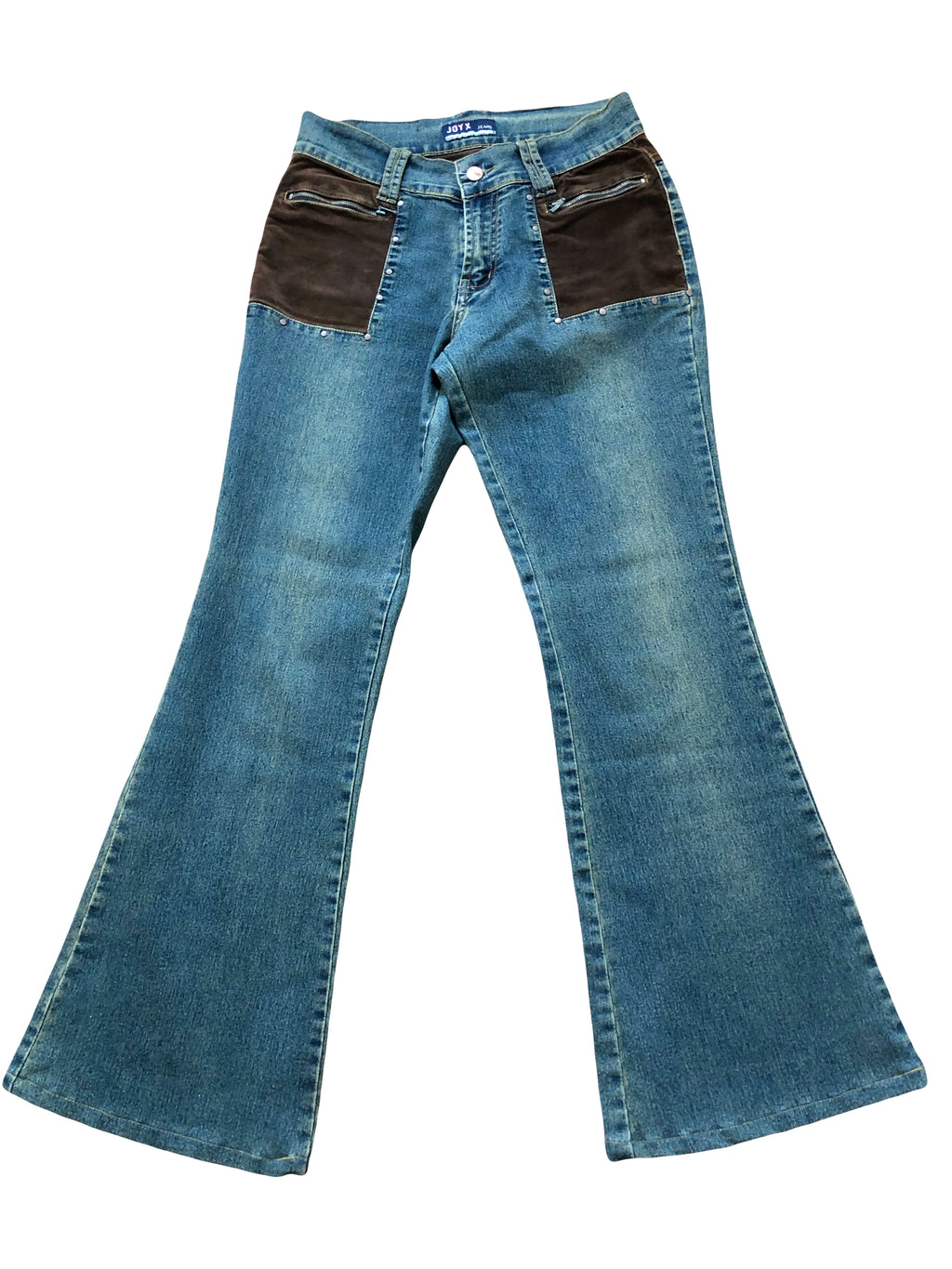 Jeans patchwork a coste marroni anni 90