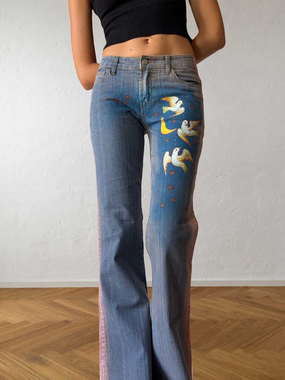 Jeans svasati disegni fatti a mano anni 2000