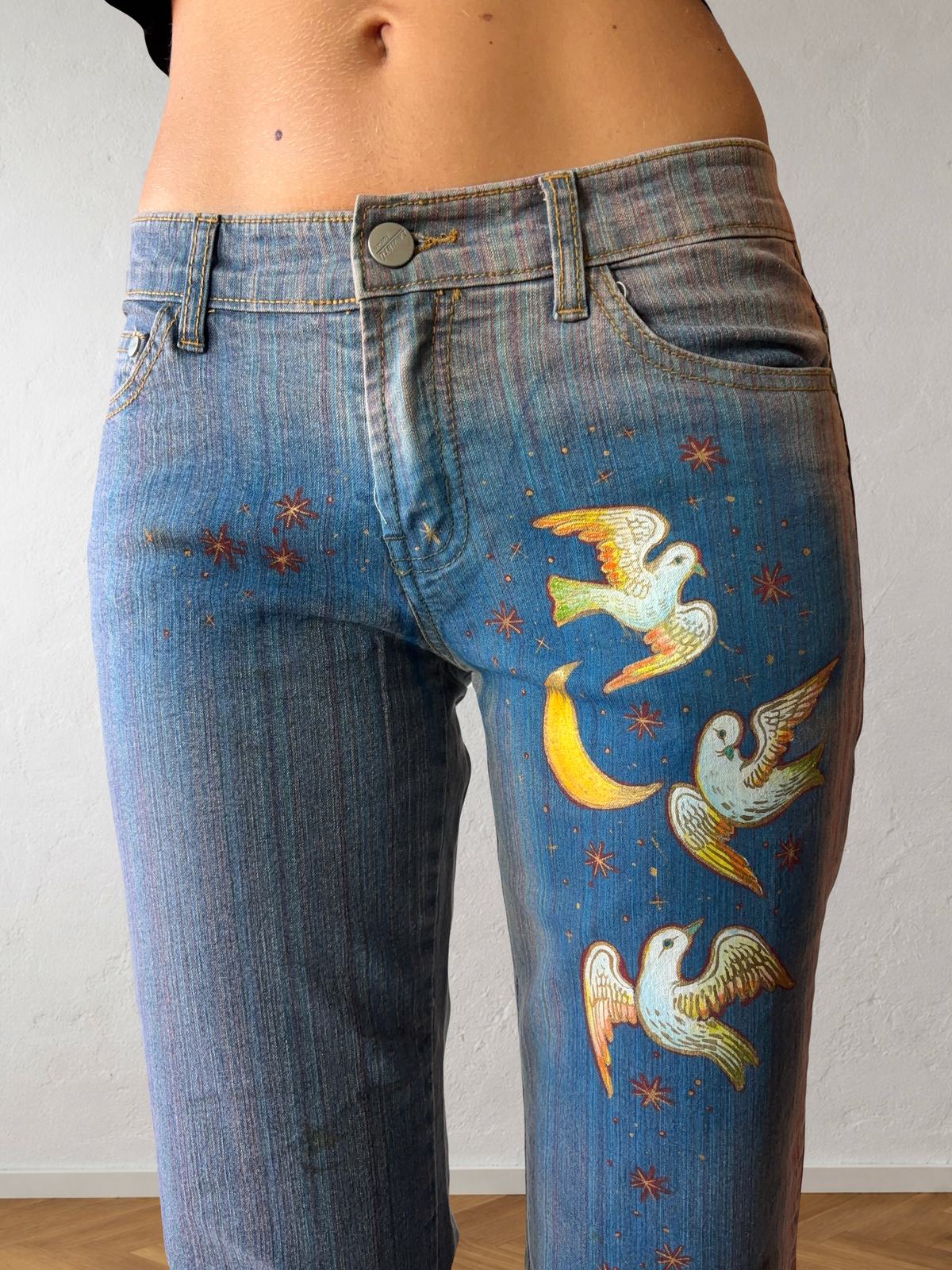 Jeans svasati disegni fatti a mano anni 2000