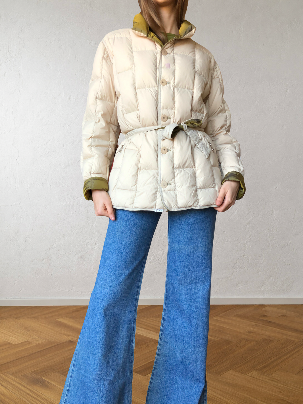 Giubbotto reversibile beige e verde anni 90
