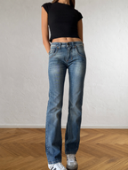 Jeans anni 90 dritti dettagli cargo