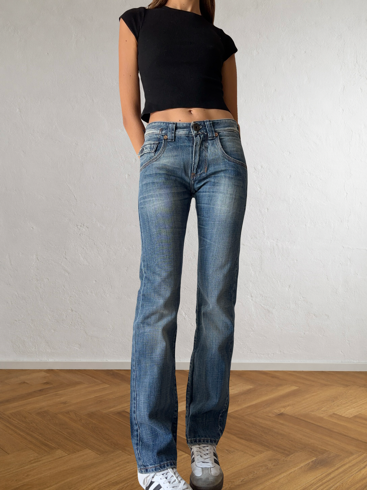 Jeans anni 90 dritti dettagli cargo