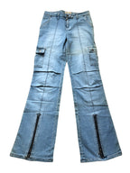 90s light-wash cargo jeans with zip cuffs