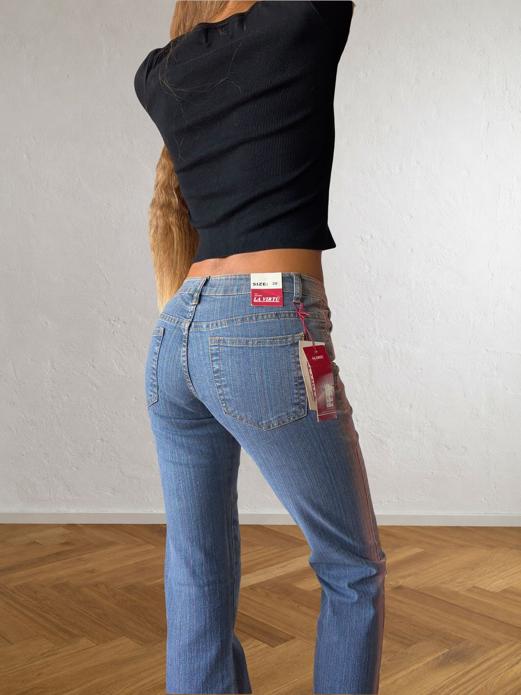 2000s flared jeans with hand-drawn designs