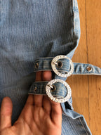 2000s light blue Capri jeans with side buckles