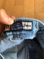 2000s light blue Capri jeans with side buckles