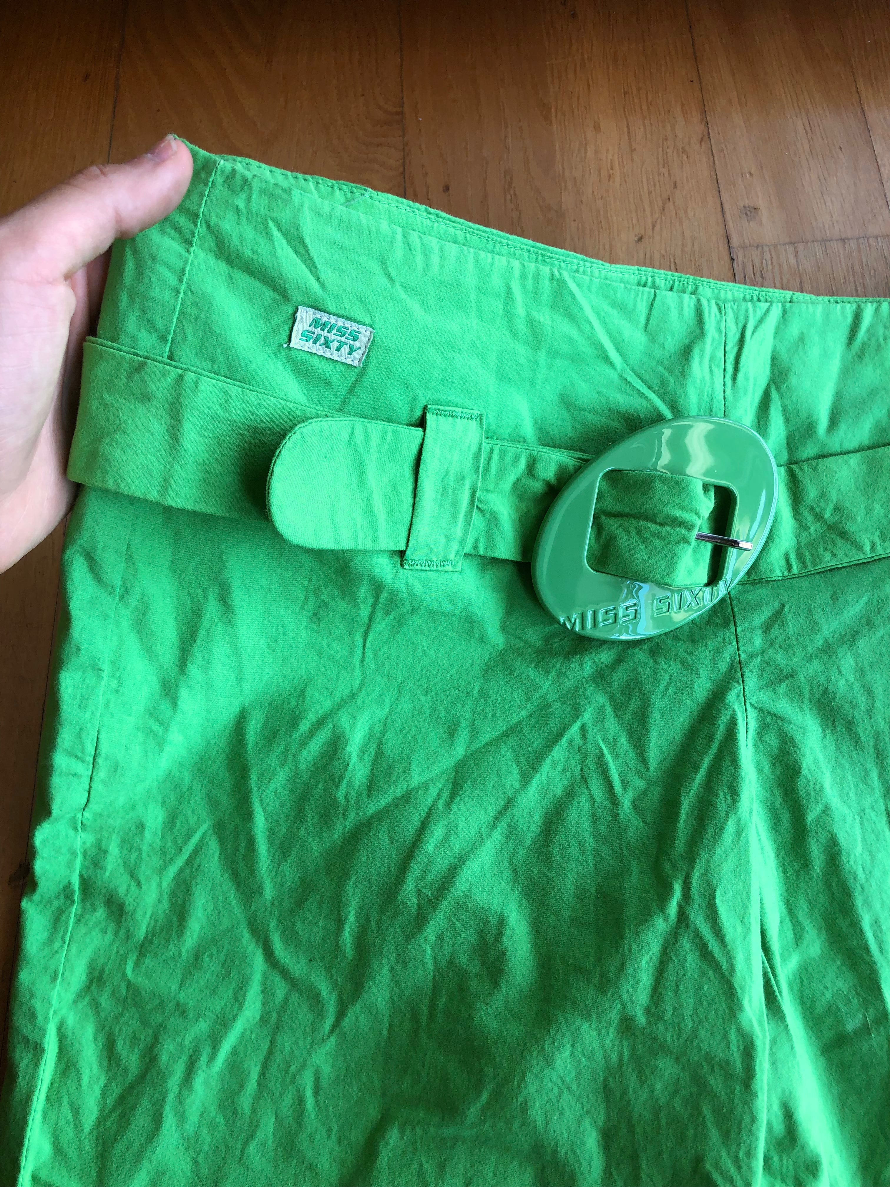 Shorts Capri vert fluo Miss Sixty années 2000