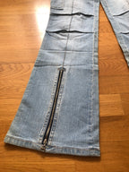 90s light-wash cargo jeans with zip cuffs