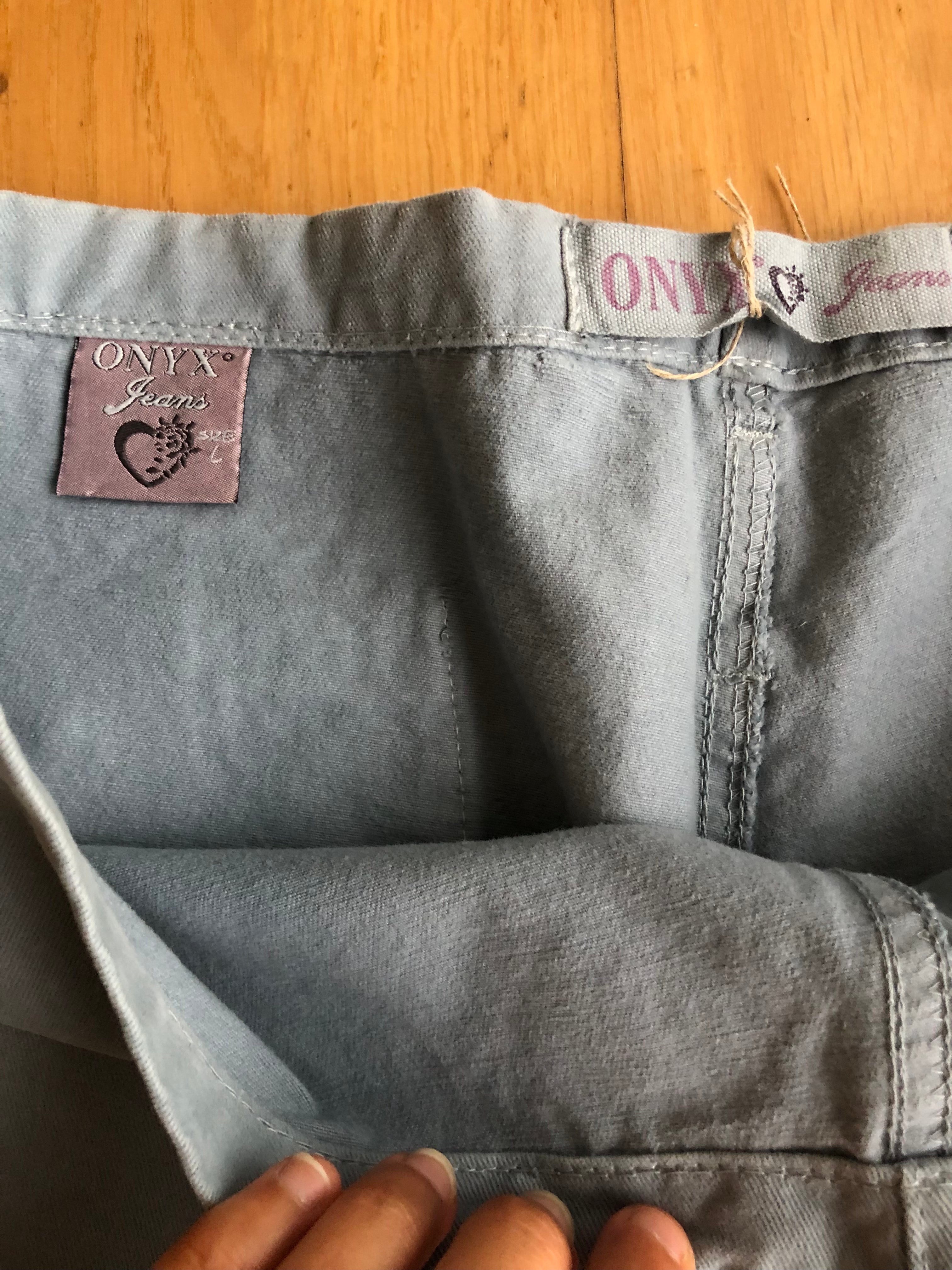 Pantaloni Vintage ONYX anni 90 in cotone. Vita bassa con laccio, gamba ampia