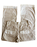 Beige wide-leg cargo pants with light-colored inserts