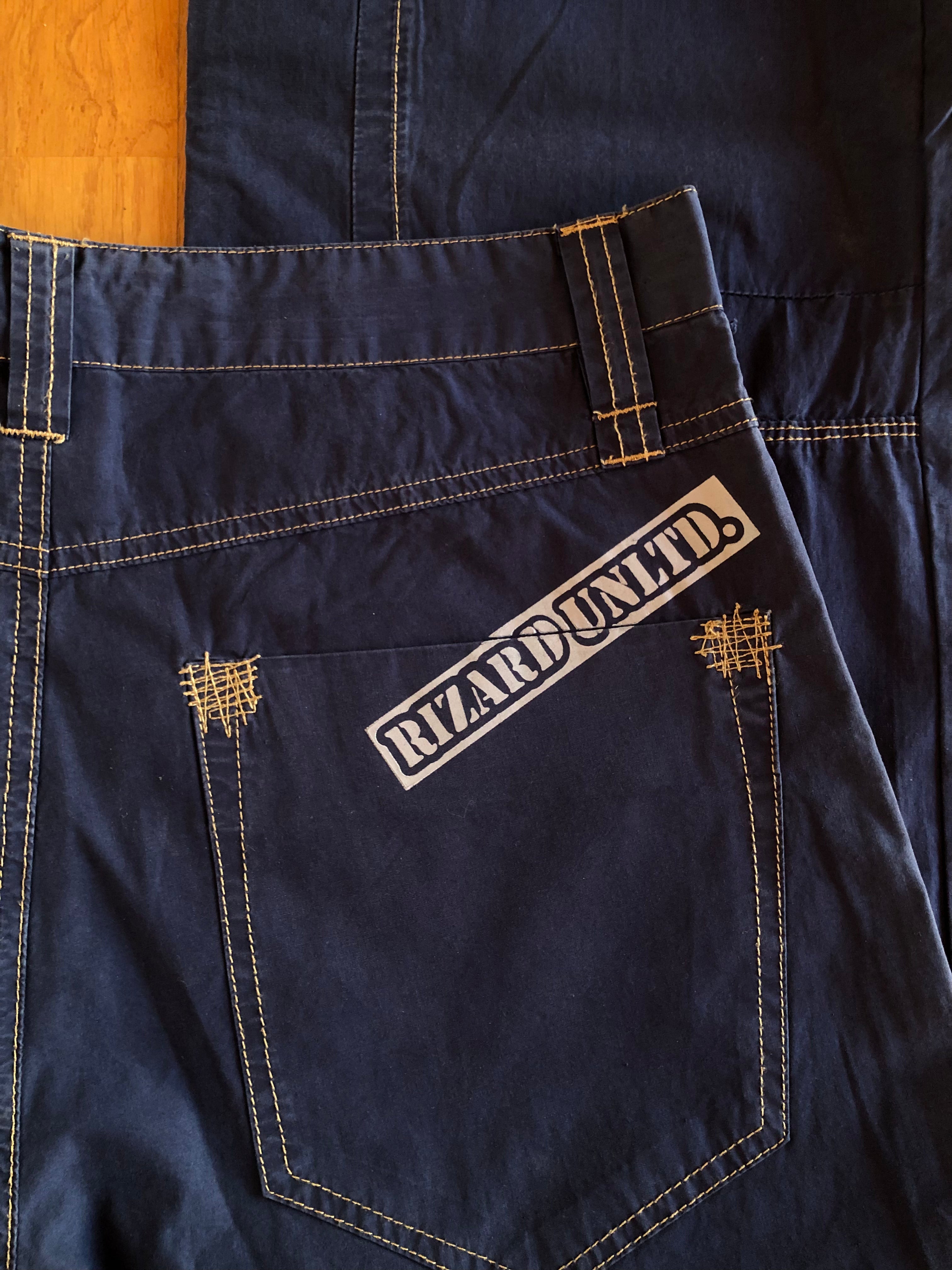 Pantaloni Vintage blu anni 90 Cargo con Gamba ampia