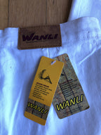 Weiße Cargo-Hose WANLI mit Strass und Nieten im Stil der 2000er