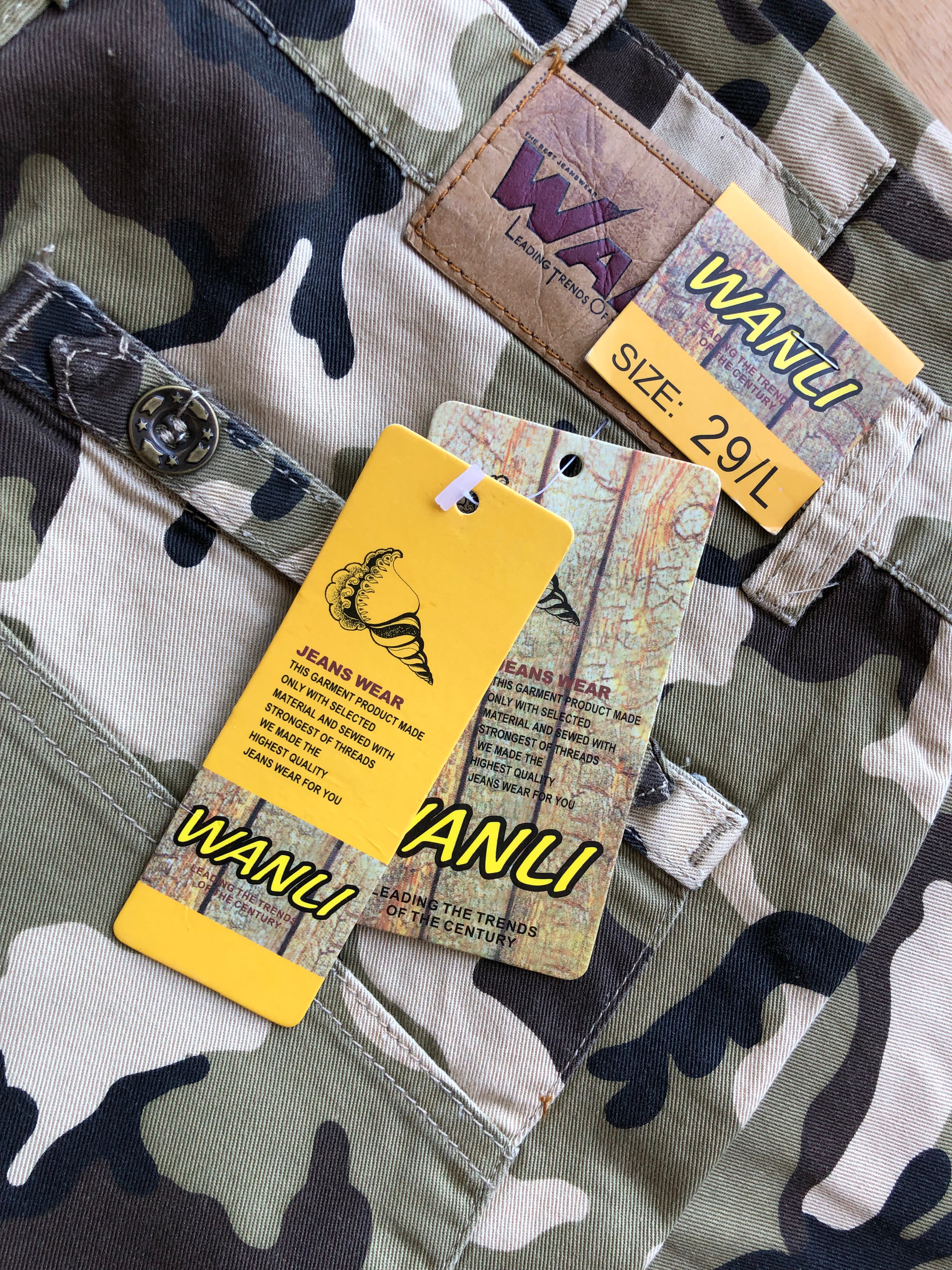 Pantaloni Militari Mimetici anni 90. Gamba ampia vita bassa