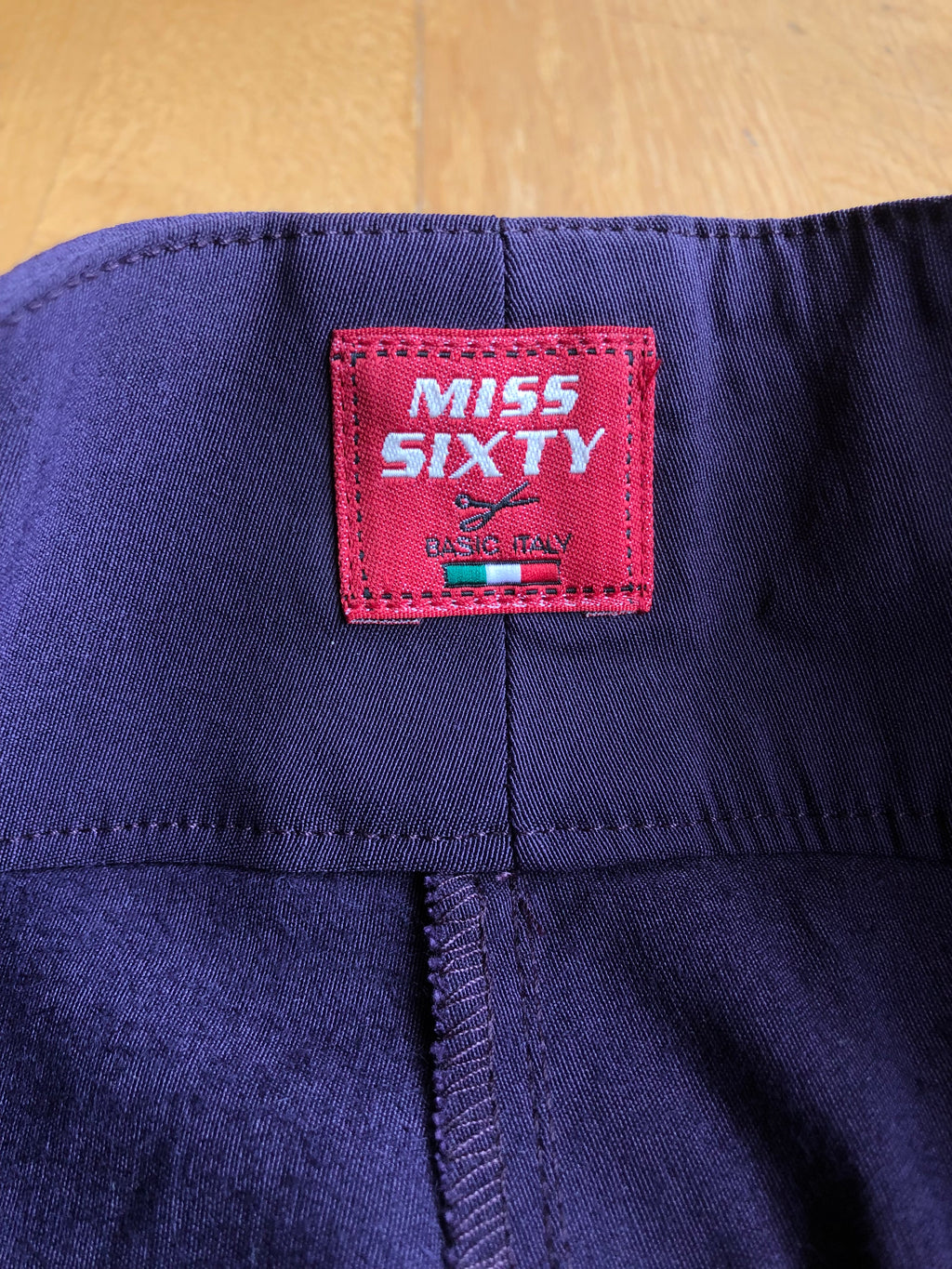 MISS SIXTY purple trousers with belt and back zips