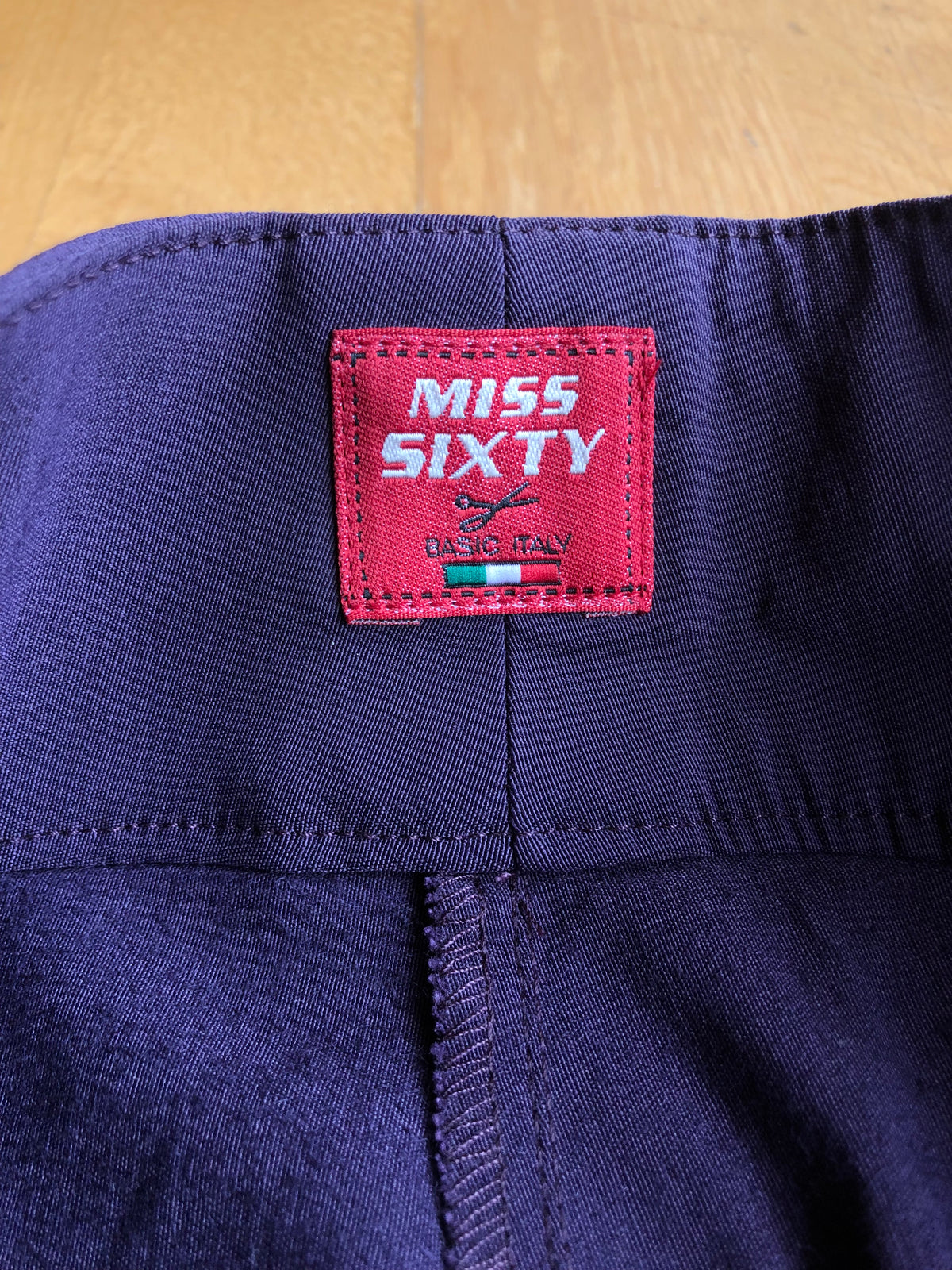 MISS SIXTY purple trousers with belt and back zips