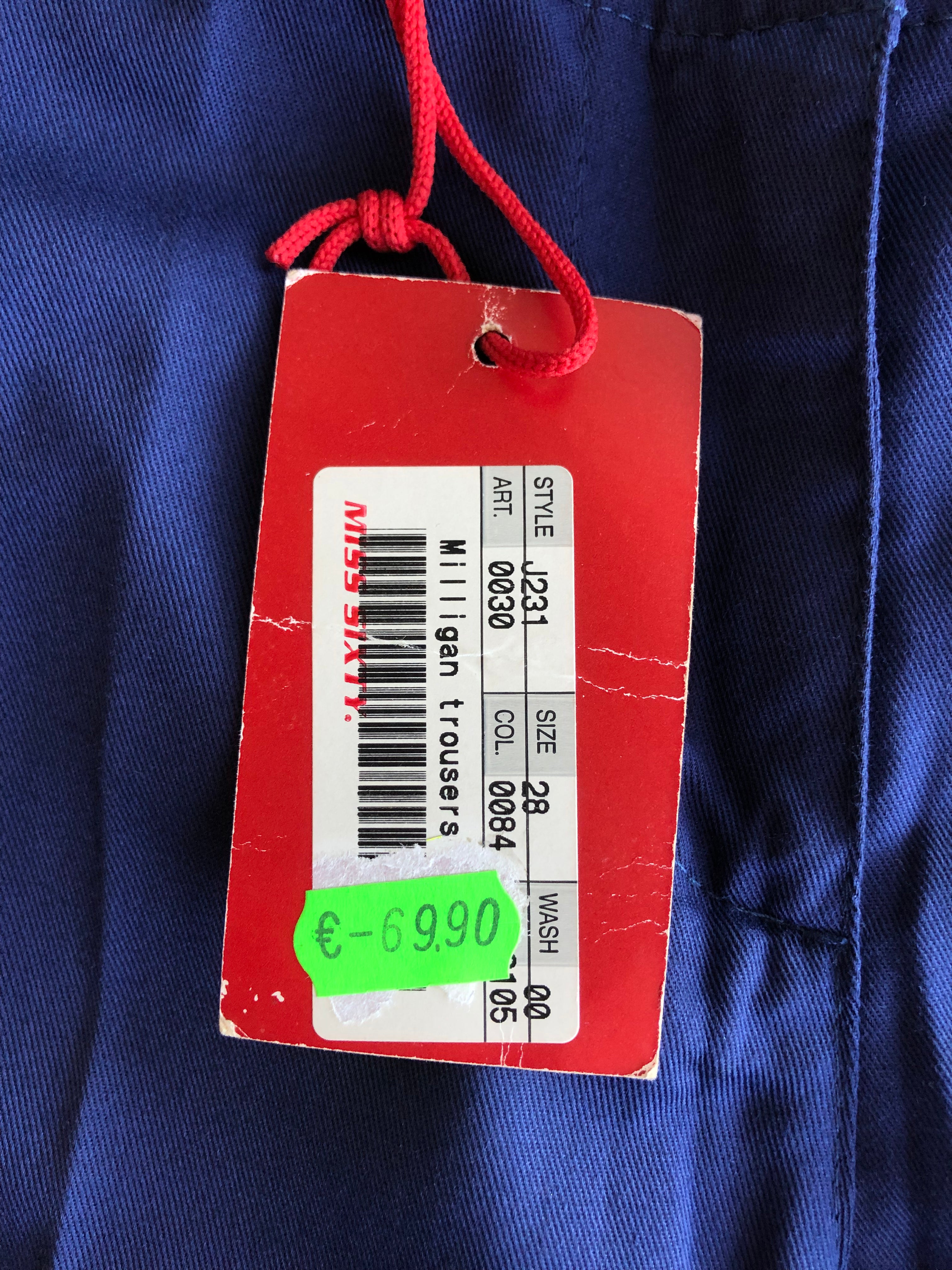 Pantalone Blu Miss Sixty anni 90 Svasato con riga permanente