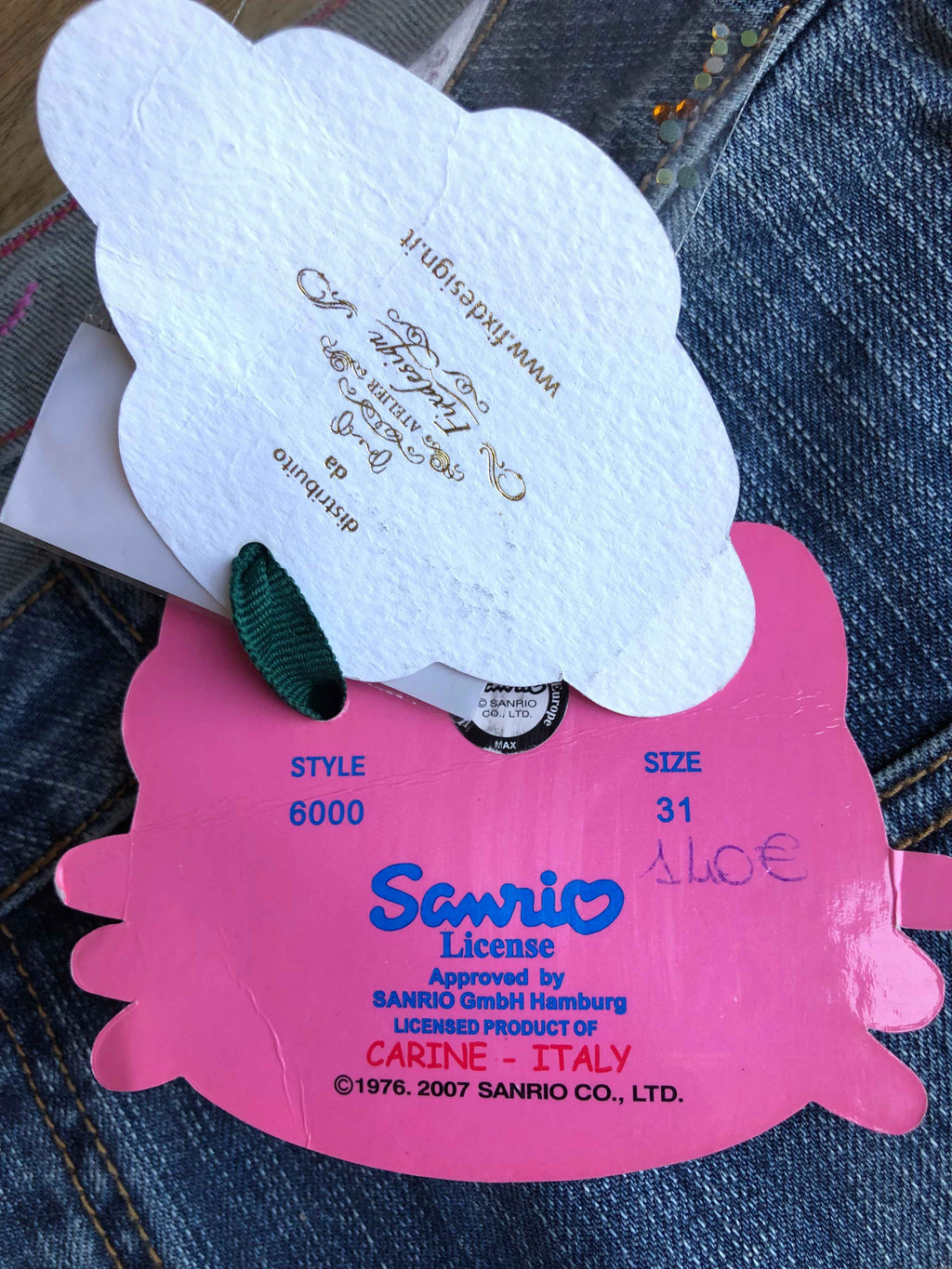 Jeans Vintage Hello Kitti dritti. Anni 2000 vita bassa