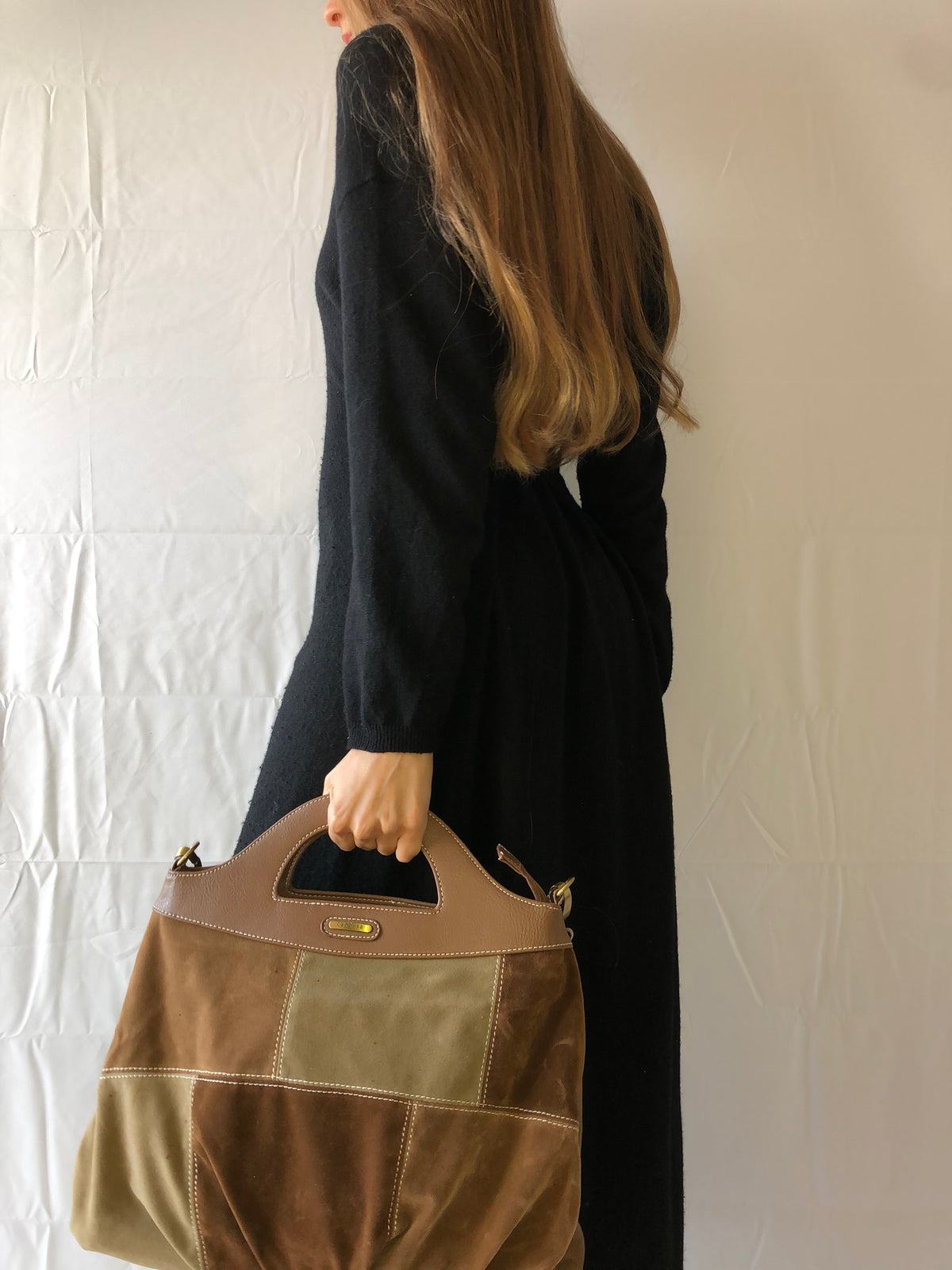 Wildledertasche von Carpisa im Stil der 2000er mit Karree-Muster